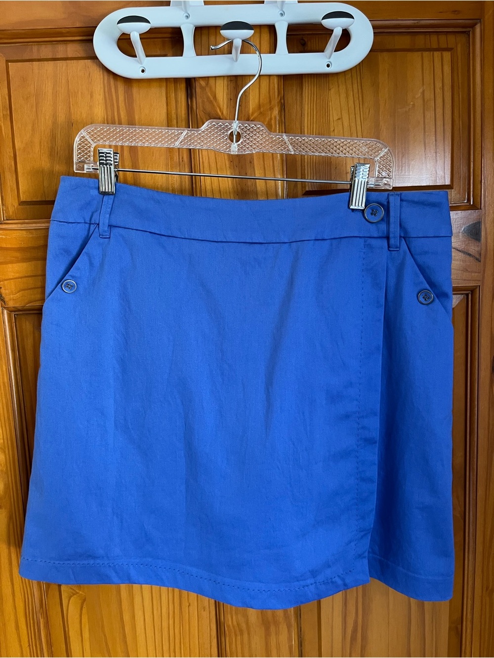Tribal Blue Skort with Button-Trim